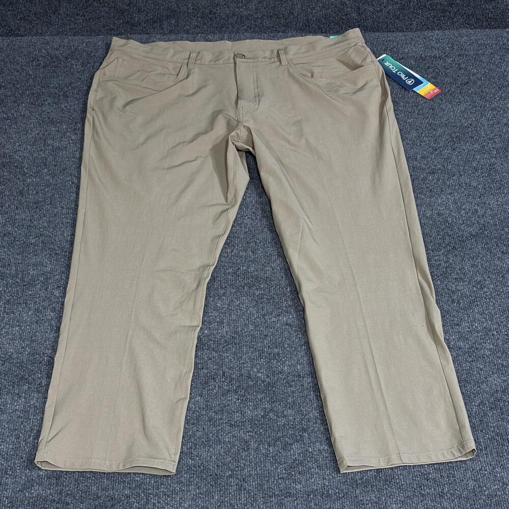 Pro Tour Pants Mens 40x30 Khaki Heather Motionplay 360 Golf Performance Stretch